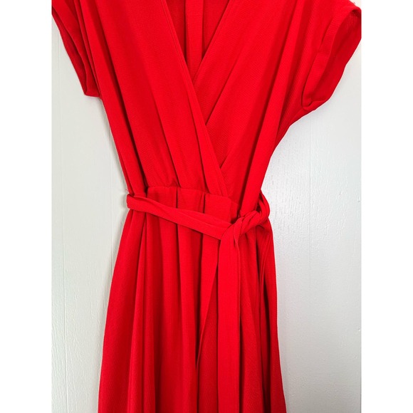 Meghan Los Angeles Size Medium Red Jasmine Wrap V-Neck Cap Sleeve Long Dress - Picture 3 of 5